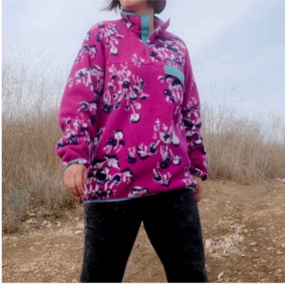 Patagonia Mushroom Forest Rare Synchilla Snap-T Fleece Pullover Magenta Small